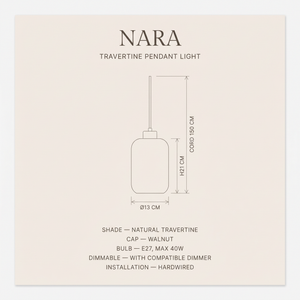Nara Travertine Pendant Light – Dimensions