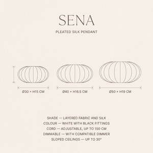 Sena Pleated Silk Pendant – Dimensions