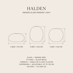 Halden Smoked Glass Pendant – Dimensions