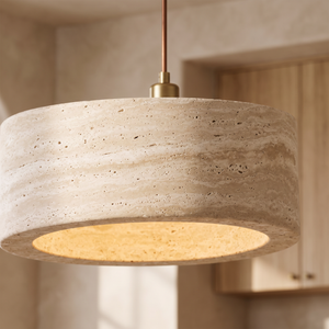 Close up of the honed travertine shade