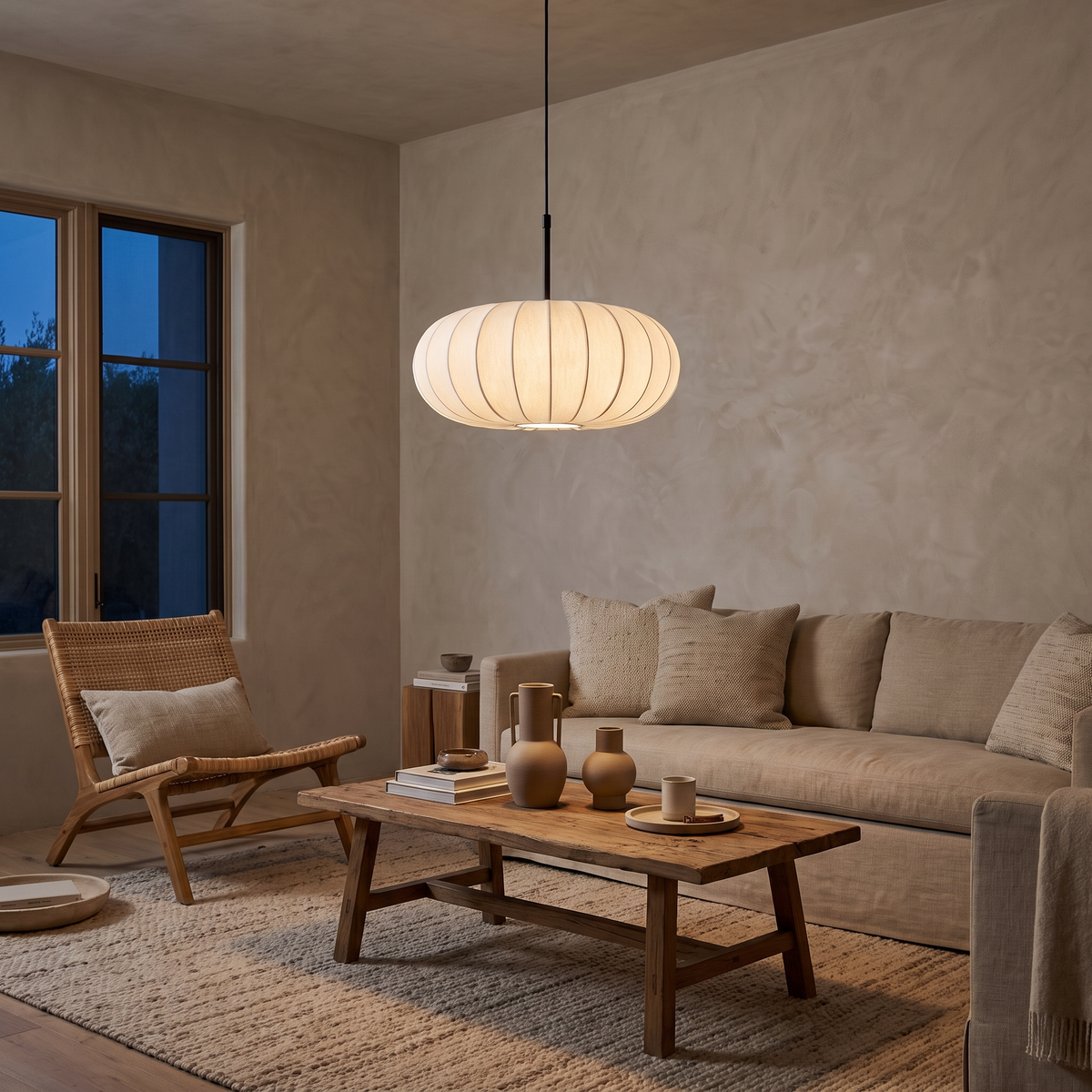 Sena Pleated Silk Pendant – Living room
