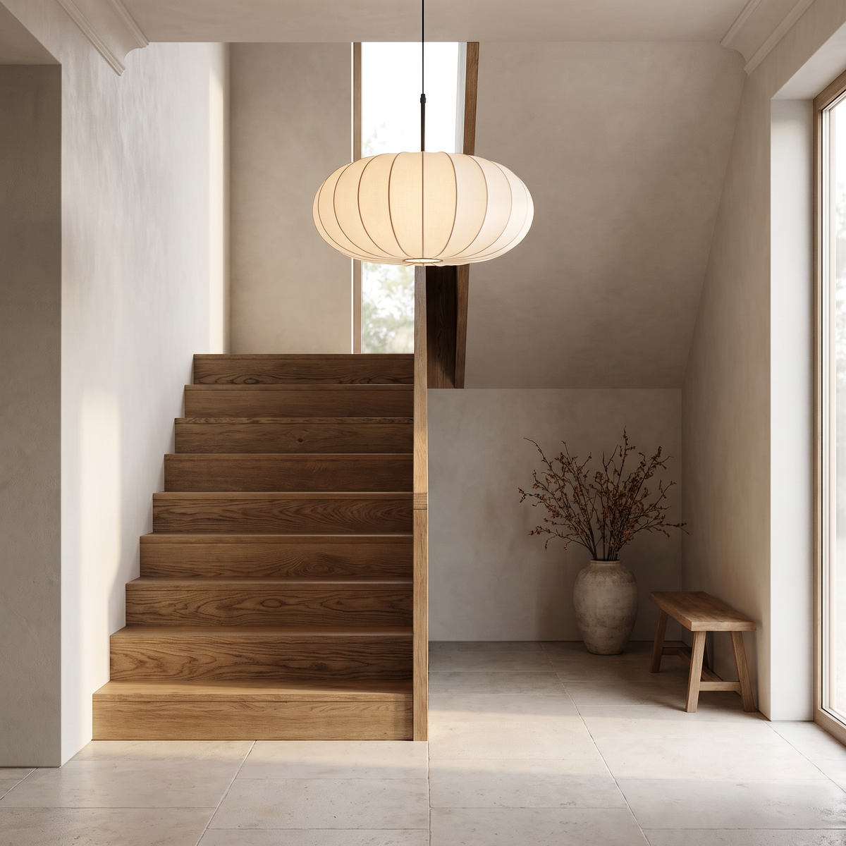 Sena Pleated Silk Pendant – Hallway