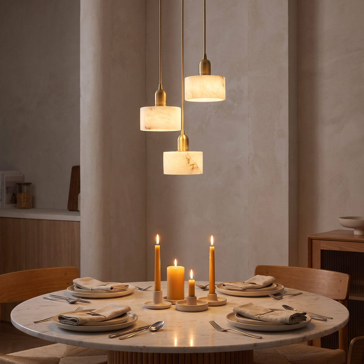 Lune Alabaster Pendant Light – Dining