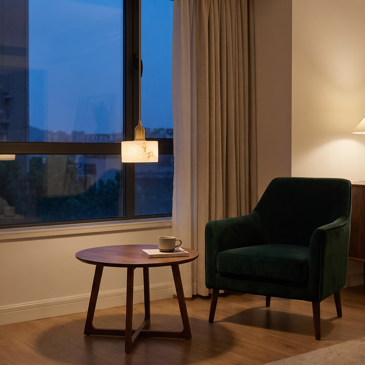 Lune Alabaster Pendant Light – Living room