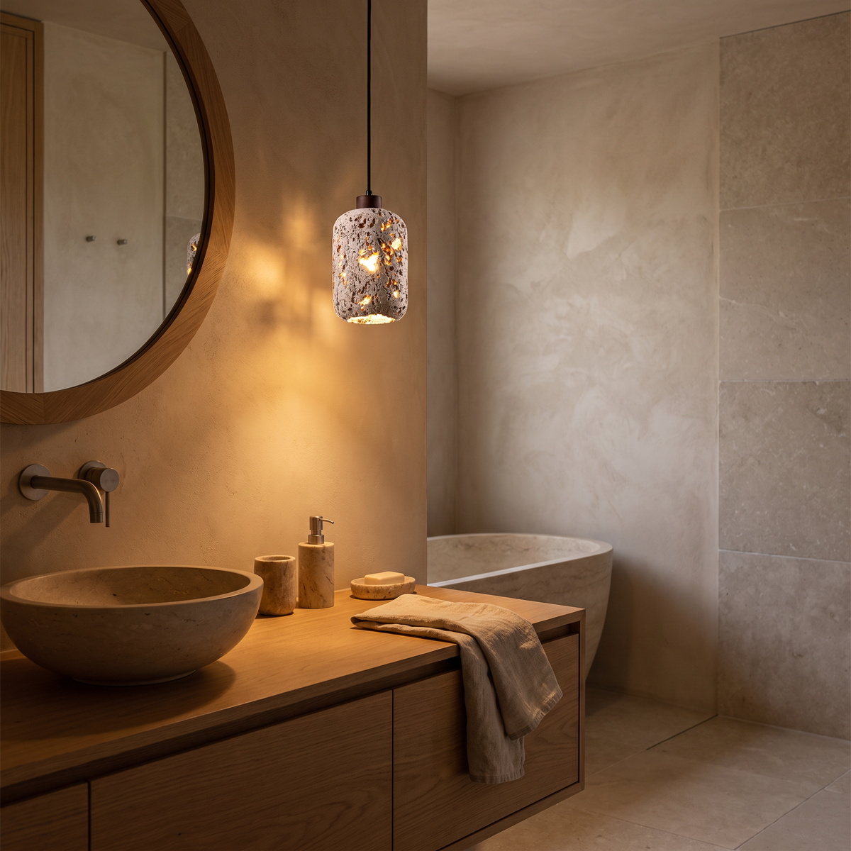 Nara Travertine Pendant Light – Evening