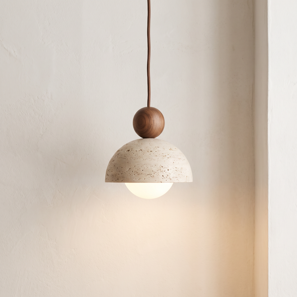 Mira Travertine & Glass Pendant – Hero