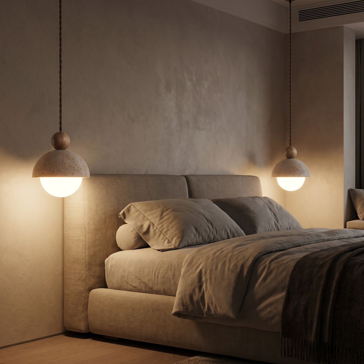 Mira Travertine & Glass Pendant – Bedroom