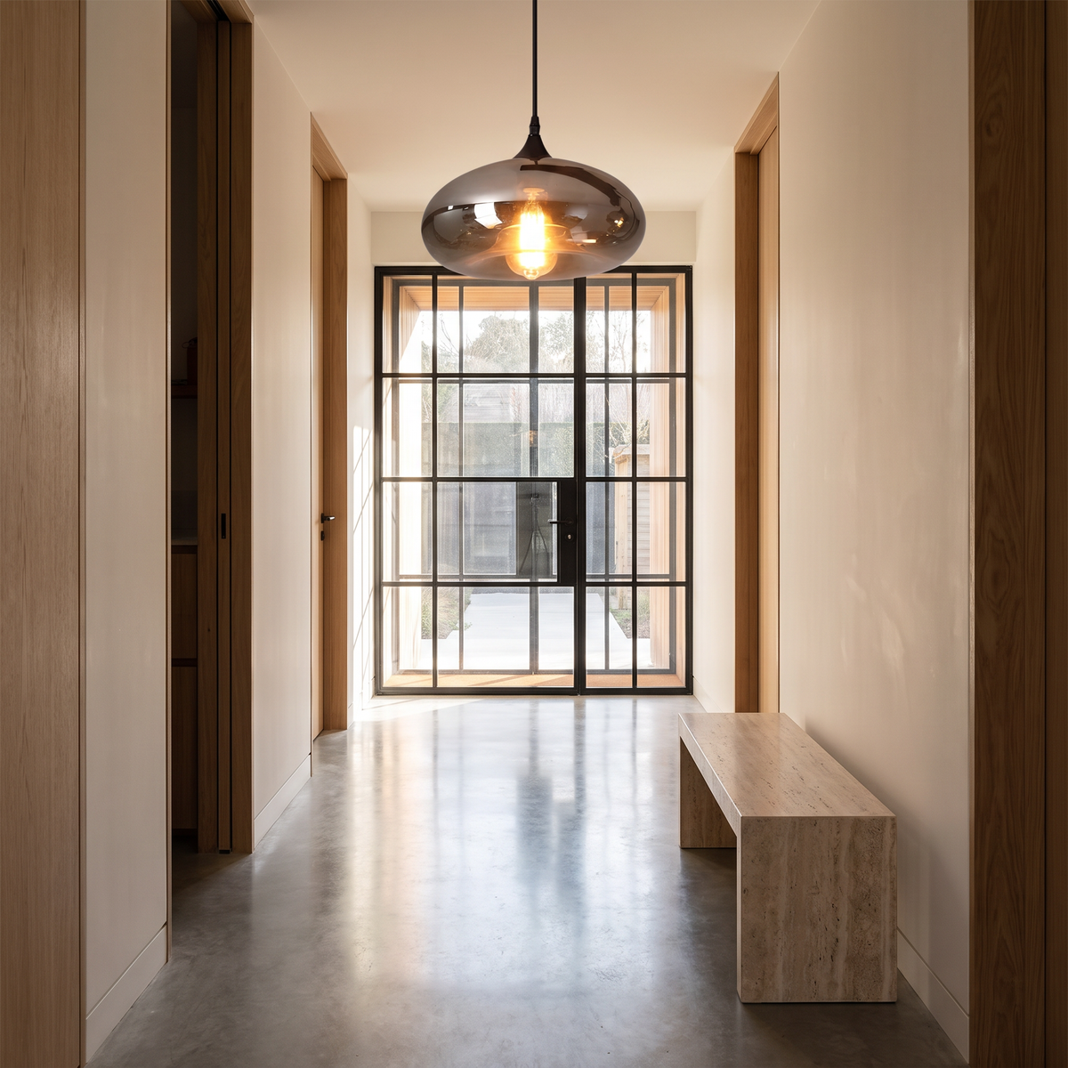 Halden Smoked Glass Pendant – Hallway